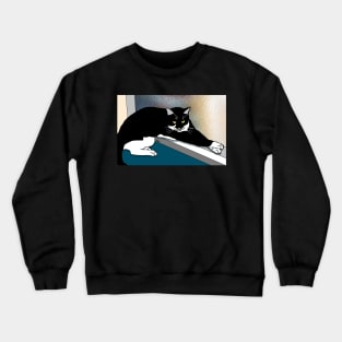 CUTE Tuxedo Cat resting on the window sill  Copyright TeAnne Crewneck Sweatshirt